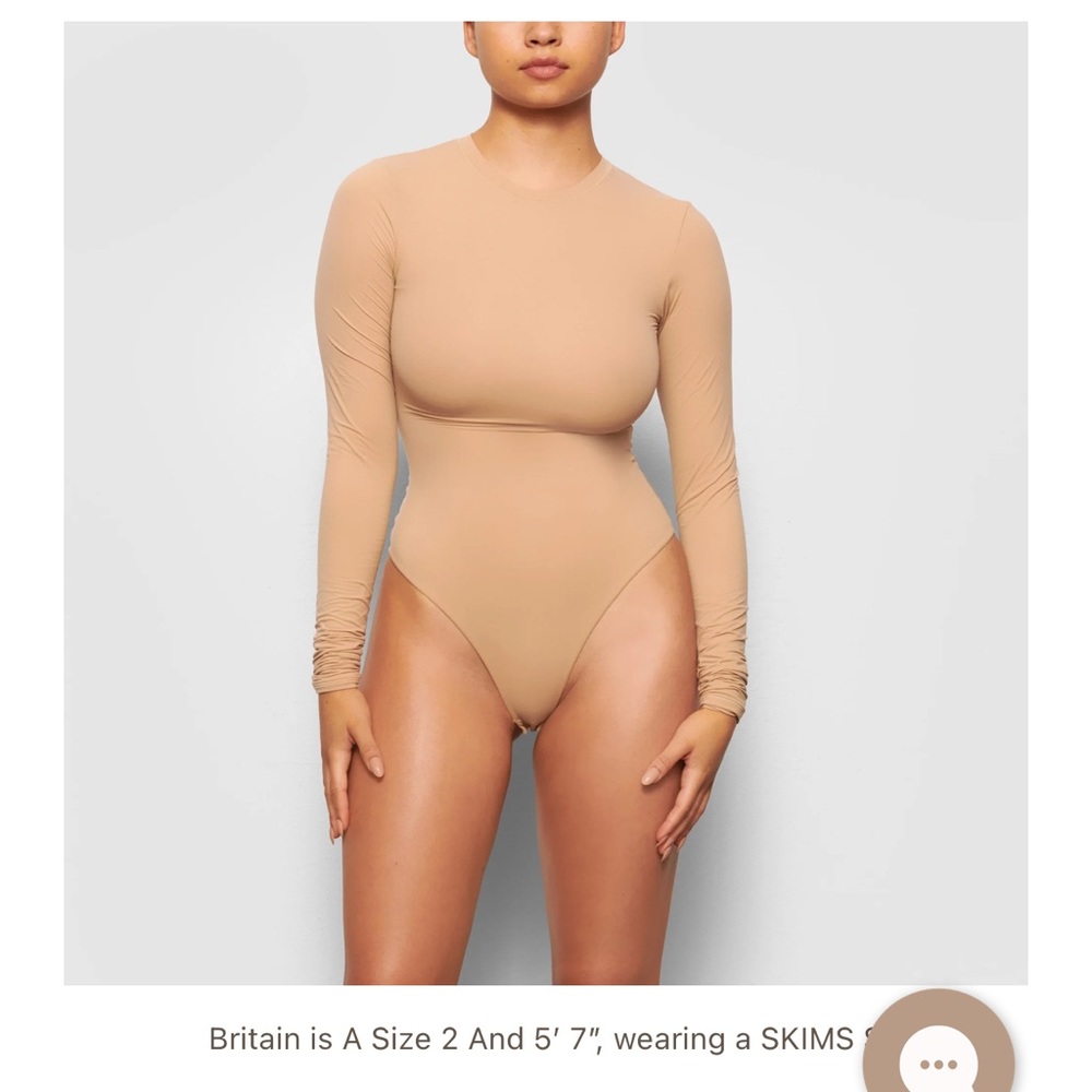 Skims Fits Everybody Long Sleeve Crew Neck Bodysuit
